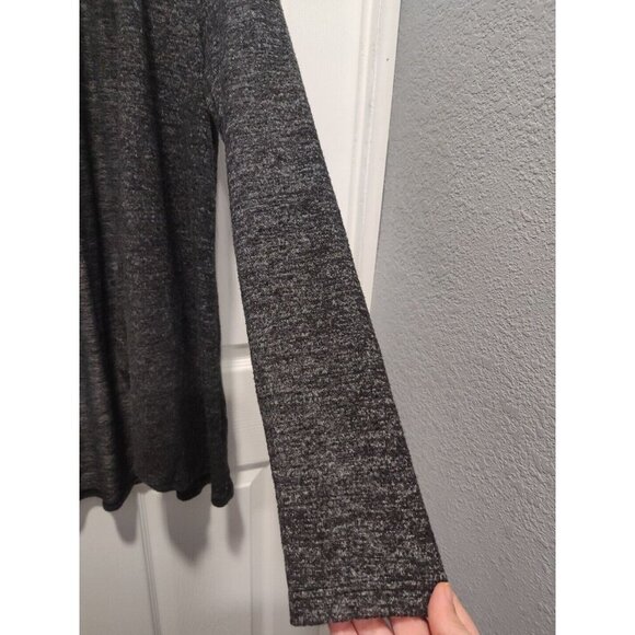 Skonhet Draped Front Open Cardigan Sweater Size XLarge Gray Long Sleeves Stripes - Picture 6 of 12